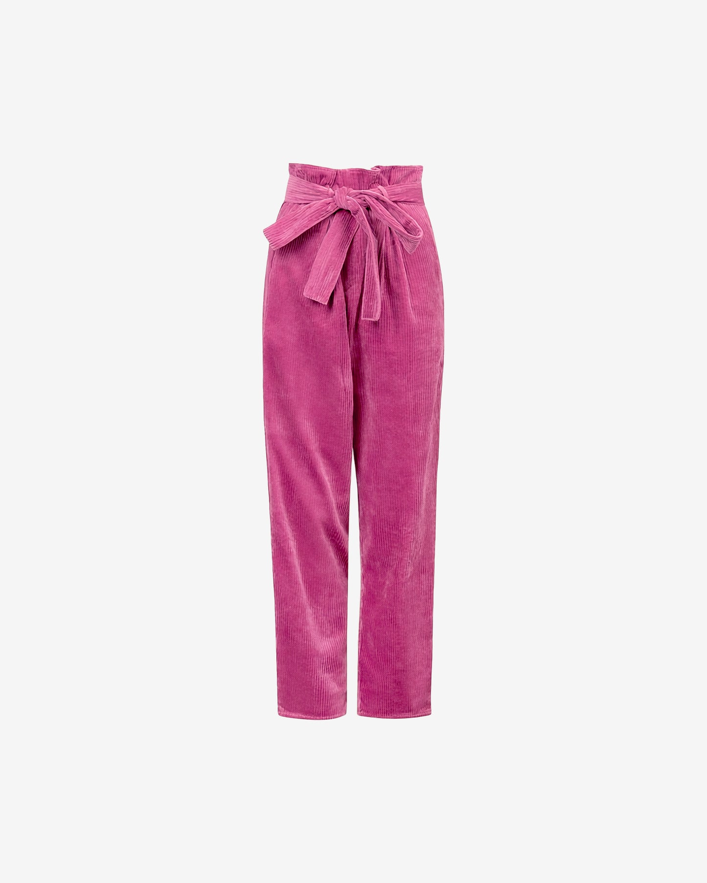 Pantalon velours côtelé rose, taille haute papier - sac, chic - Pantalons & combinaisons Mes Demoiselles