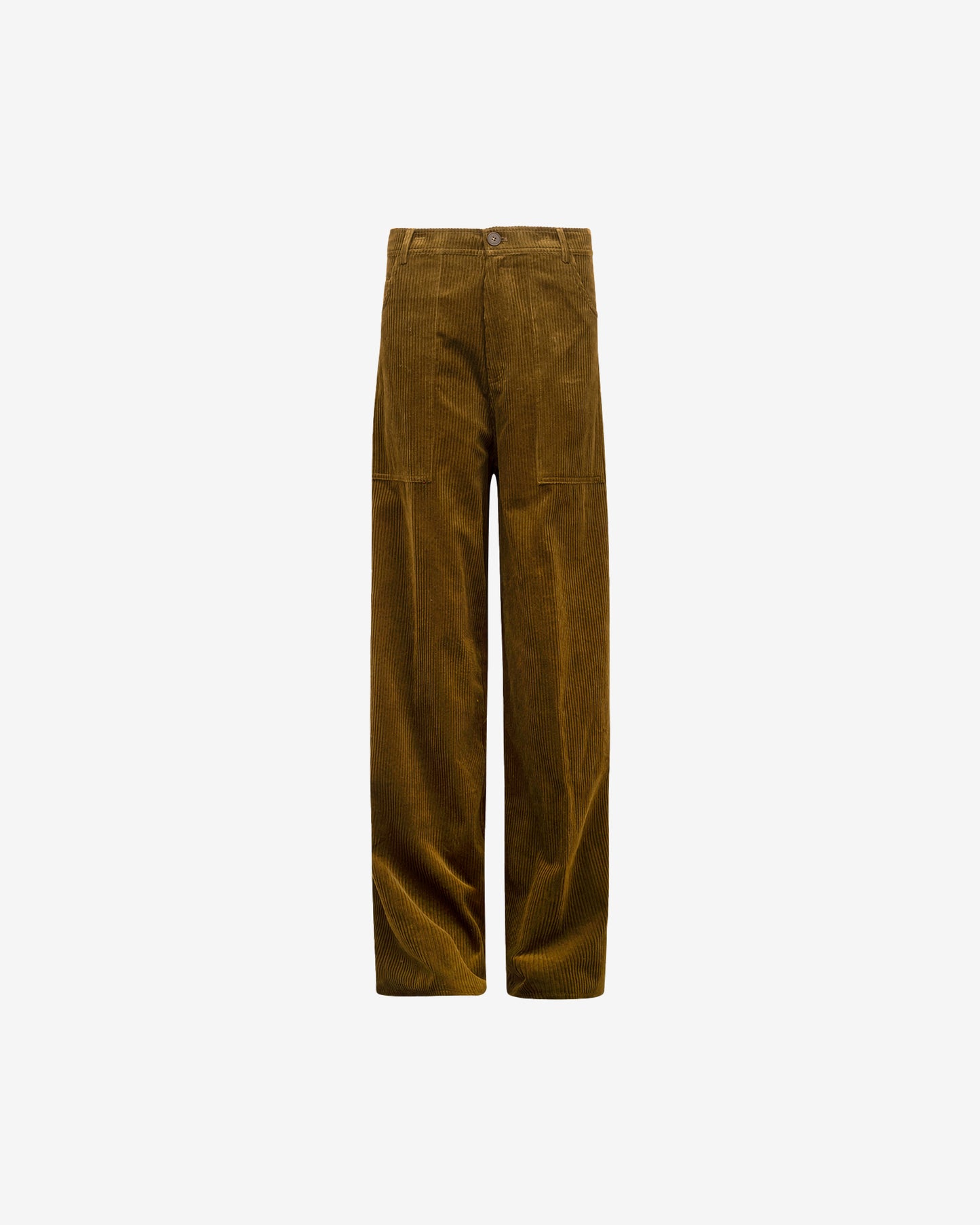 Pantalon velours côtelé kaki, coupe large, taille haute rétro - chic - Pantalons & combinaisons Mes Demoiselles