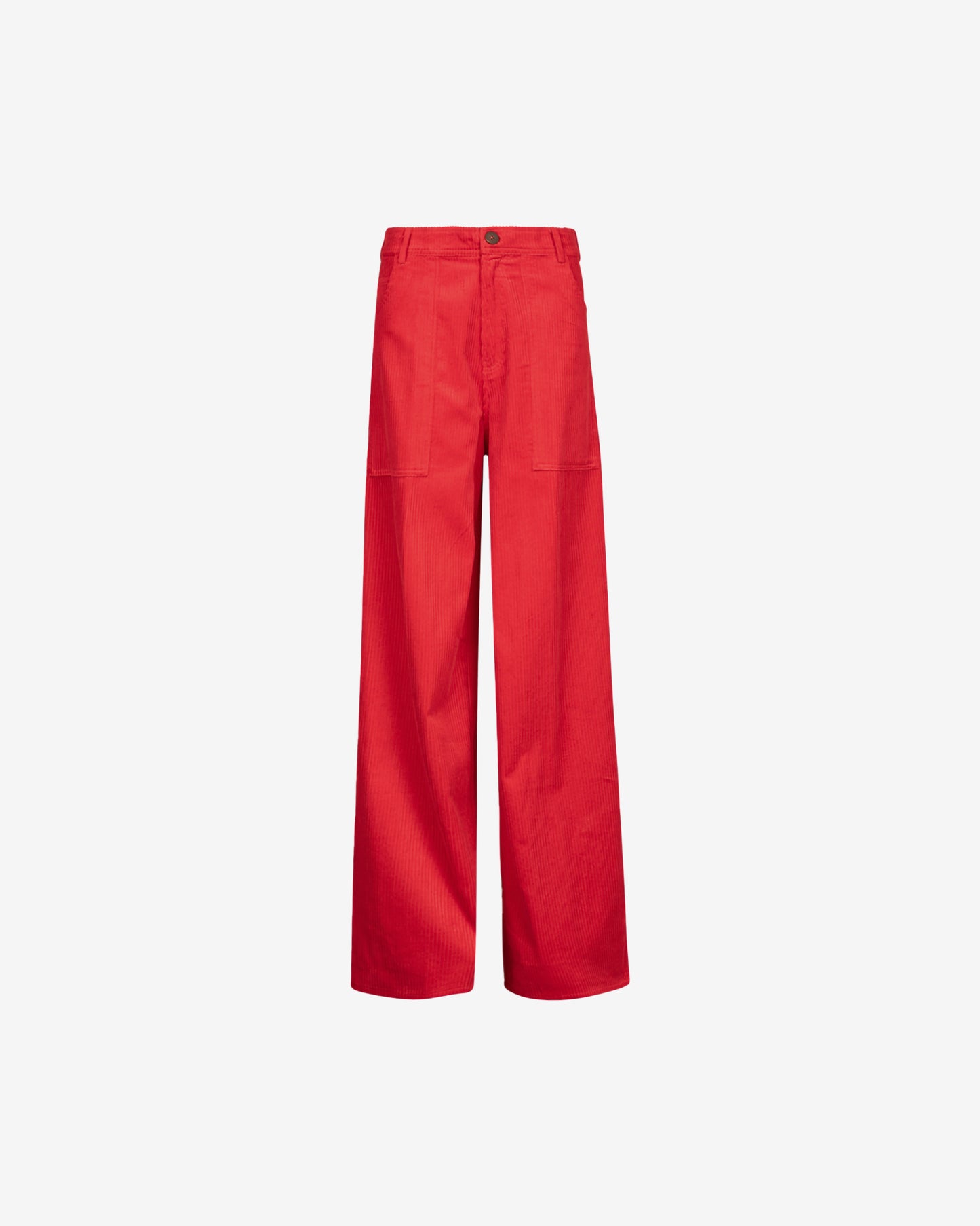 Pantalon Cyanie - Rouge : Pantalon velours côtelé rouge écarlate, coupe large, rétro - chic Mes Demoiselles