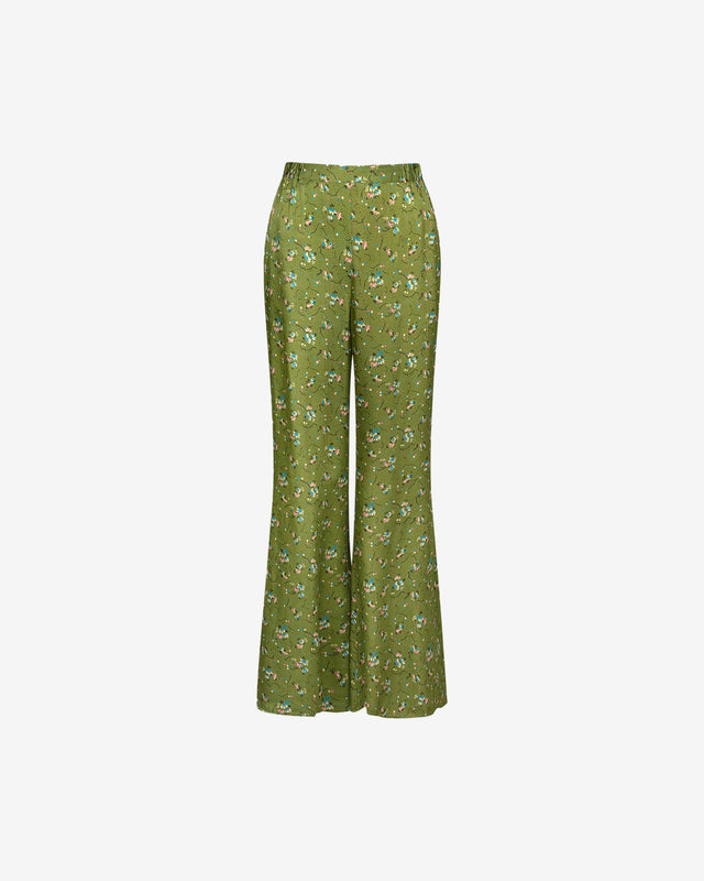 Pantalon Gan - Vert : Pantalon coupe légèrement flare, imprimé floral, taille élastiquée Mes Demoiselles - Dernière image