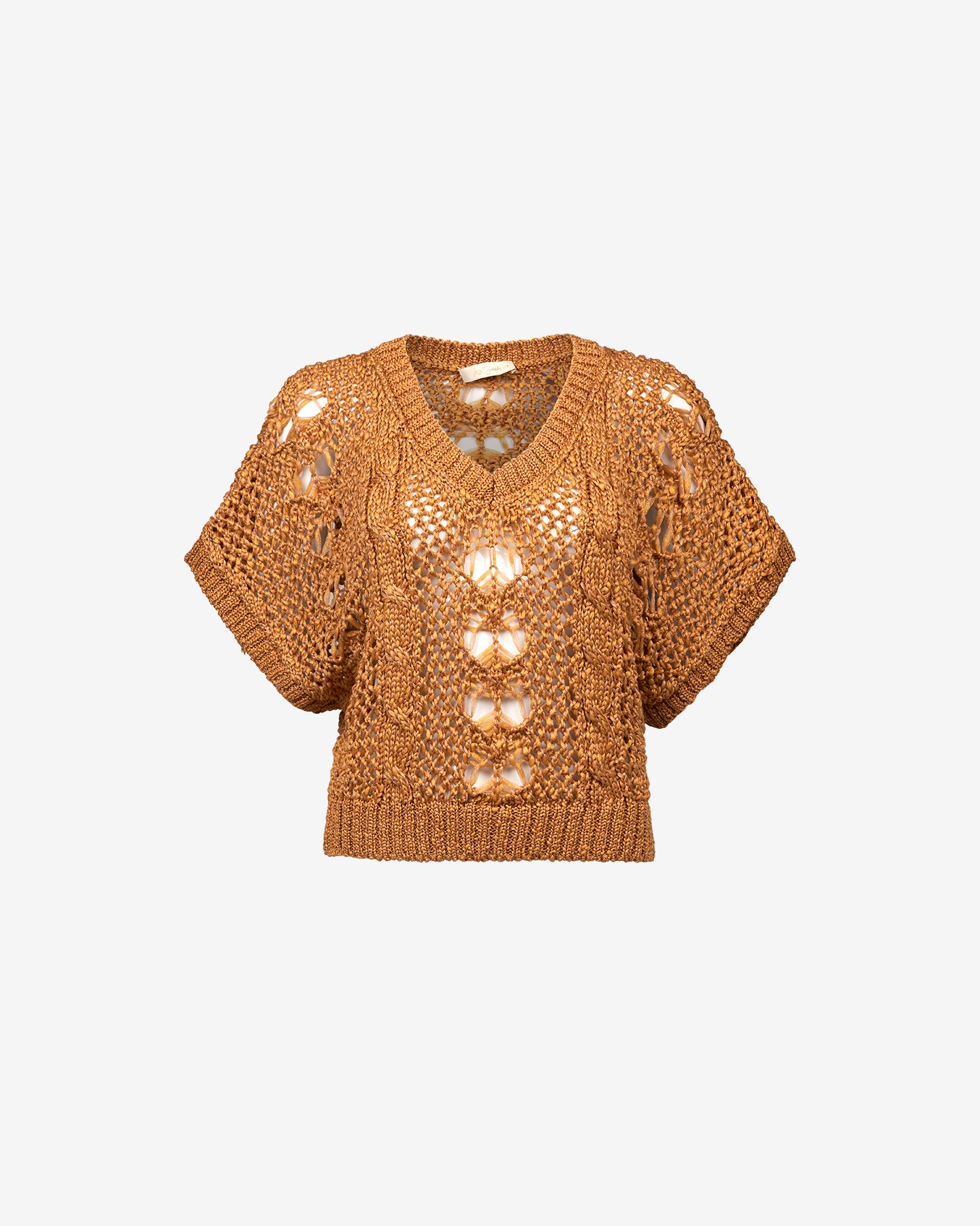 Pull Capria - Ocre : Tricot en tissage ajouré ocre Mes Demoiselles
