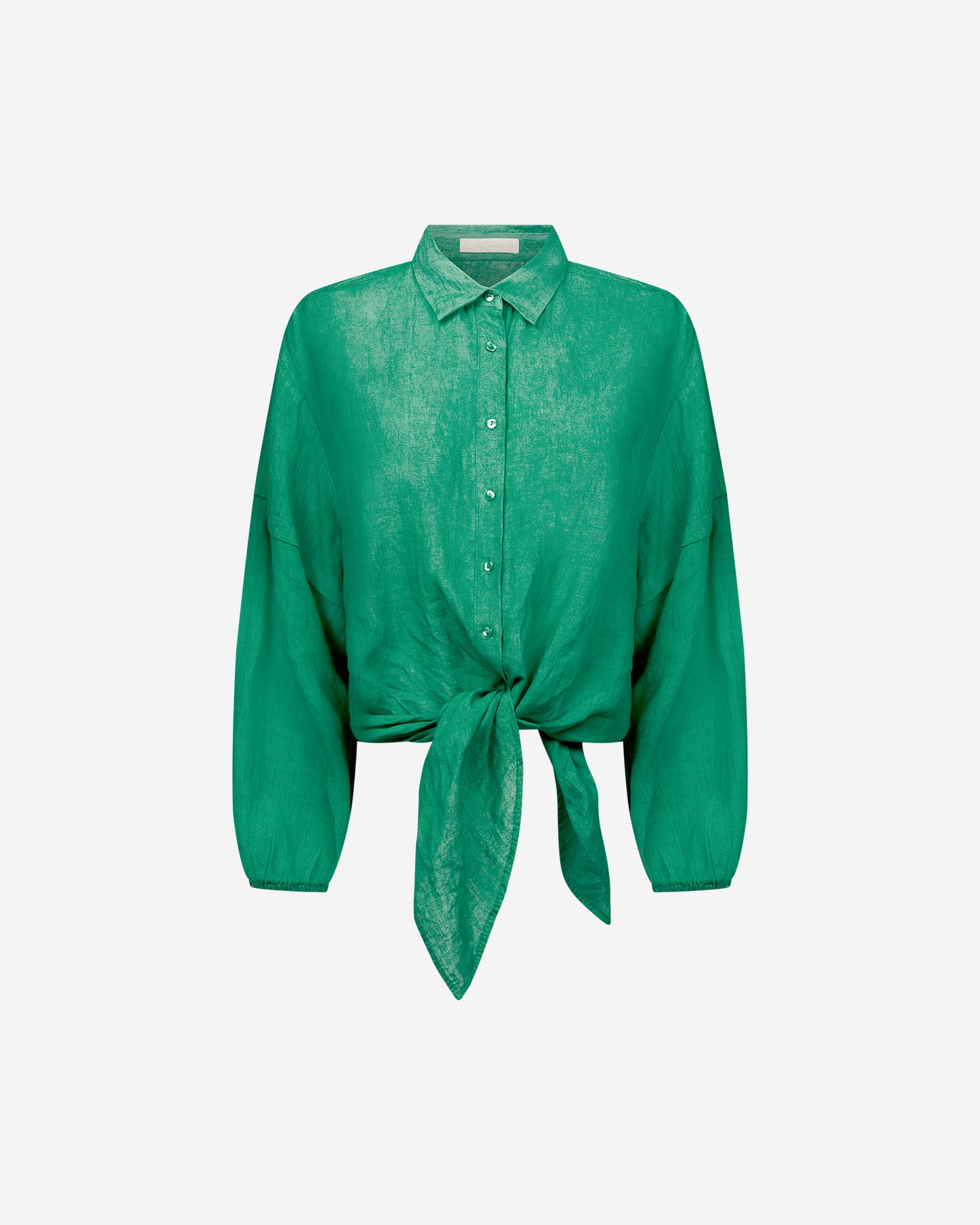 Chemise Cerea - Vert : Chemise en lin couleur verte à nouer Mes Demoiselles