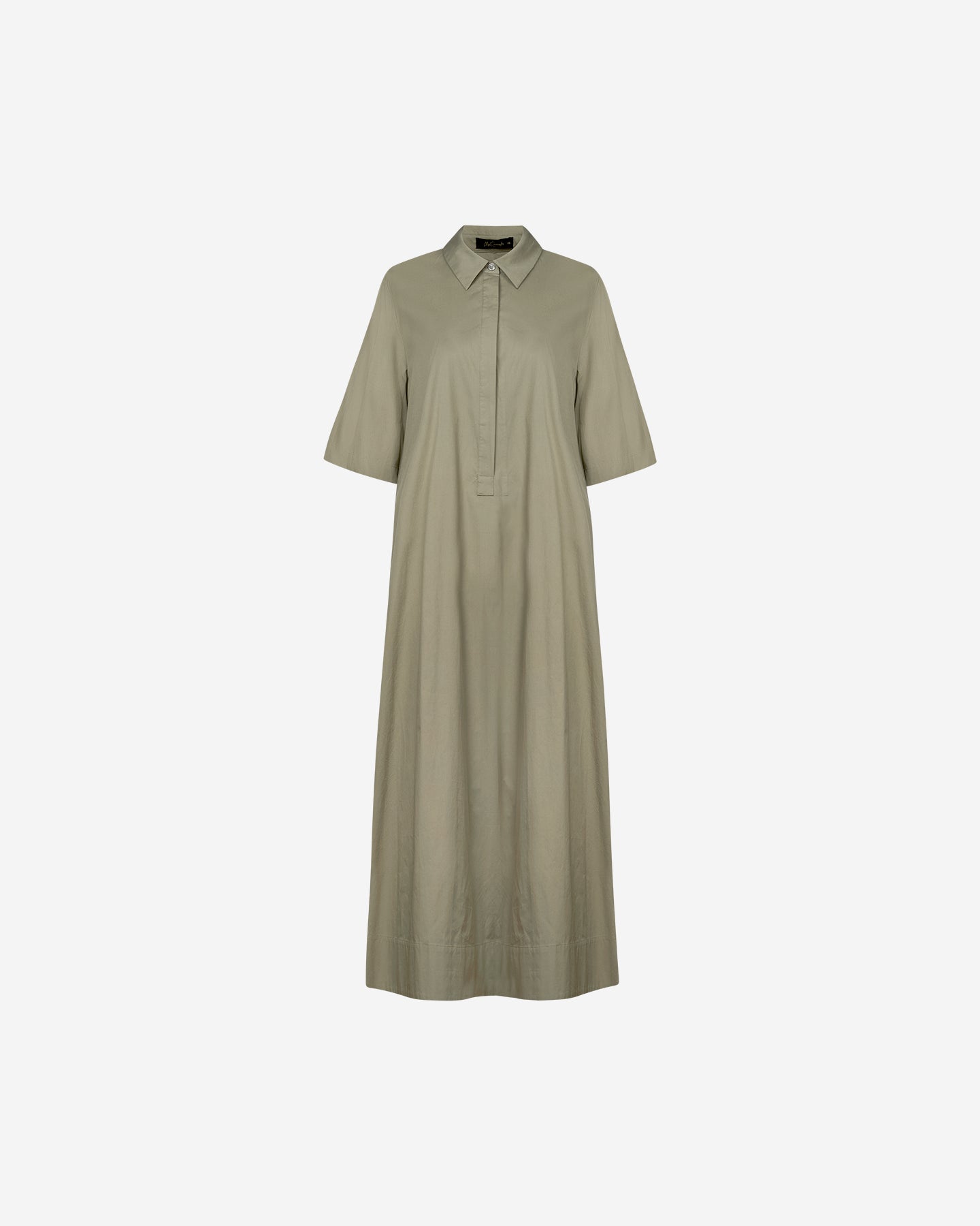 Longue robe en gabardine kaki de coton craquante - Robes Mes Demoiselles