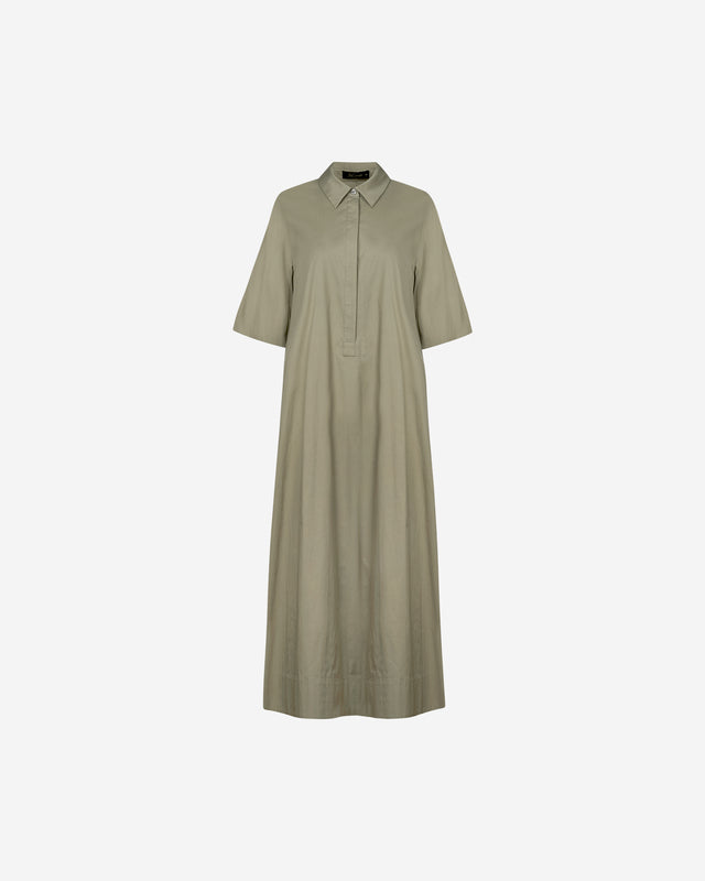 Longue robe en gabardine kaki de coton craquante - Robes Mes Demoiselles - Image 1