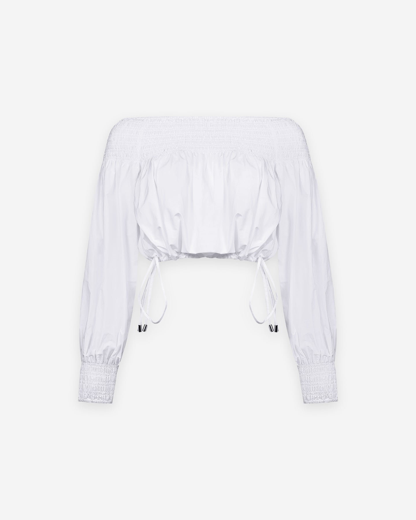 Blouse Pyrite - Blanc : Top en popeline de coton blanche encolure smockée Mes Demoiselles