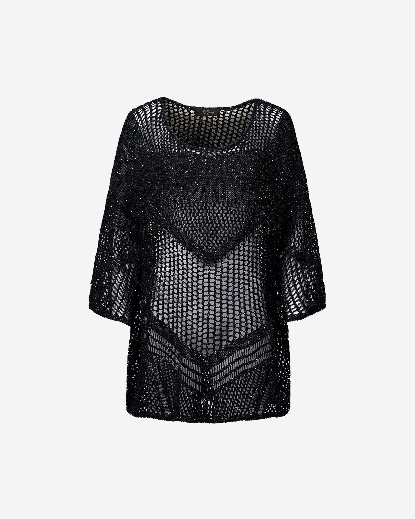 Pull Star - Noir : Sweater en maille ajourées et pailletées noires Mes Demoiselles