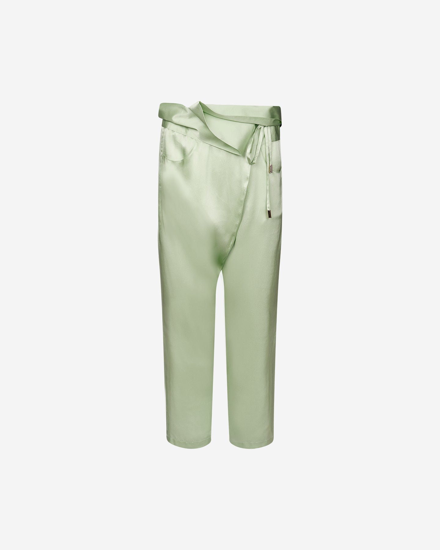 Pantalon Tarel - Vert Clair : Doux pantalon saroual en satin de soie Mes Demoiselles
