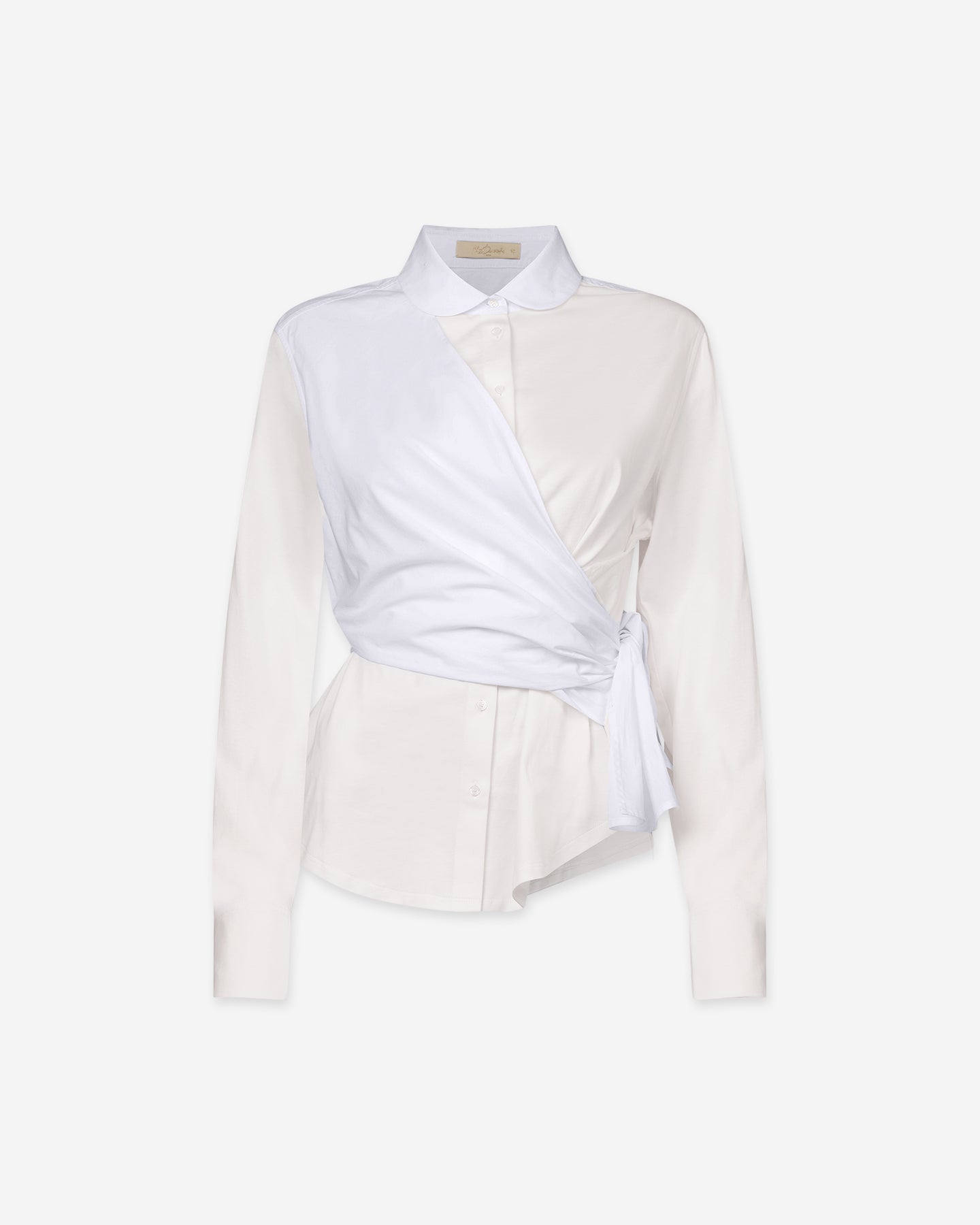 Chemise Violette - Blanc : Dualité des cotons pour cette chemise croisée blanche Mes Demoiselles