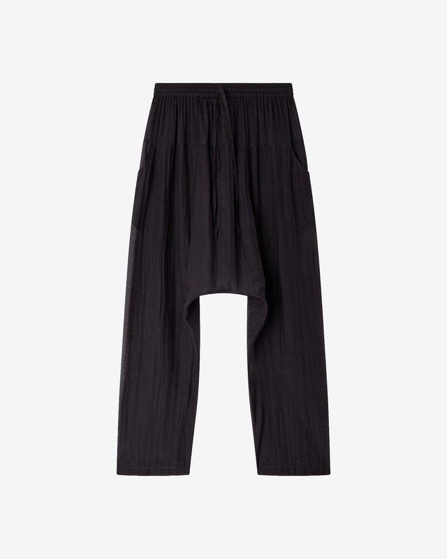 Pantalon Loana - Gris Violine : Pantalon sarouel en gaze de coton et soie grise Mes Demoiselles - Dernière image