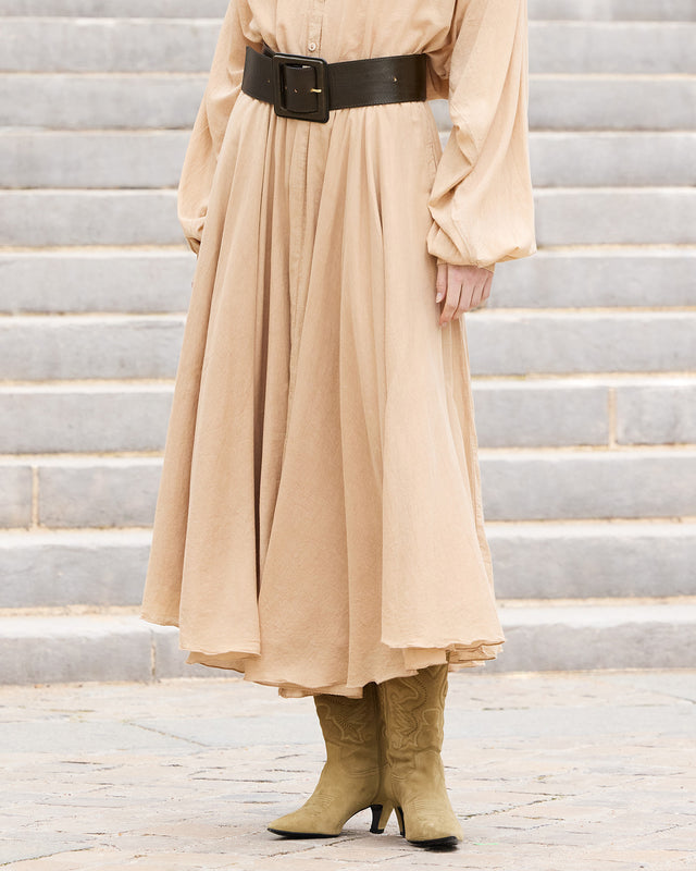 Jupe Sandy - Beige : Jupe douce en voile de coton couleur beige Mes Demoiselles - Image 3