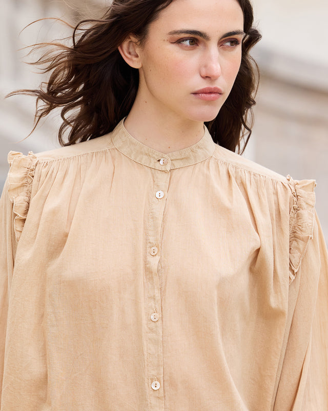 Chemise Sati - Beige : Chemise douce beige en voile de coton Mes Demoiselles - Image 3