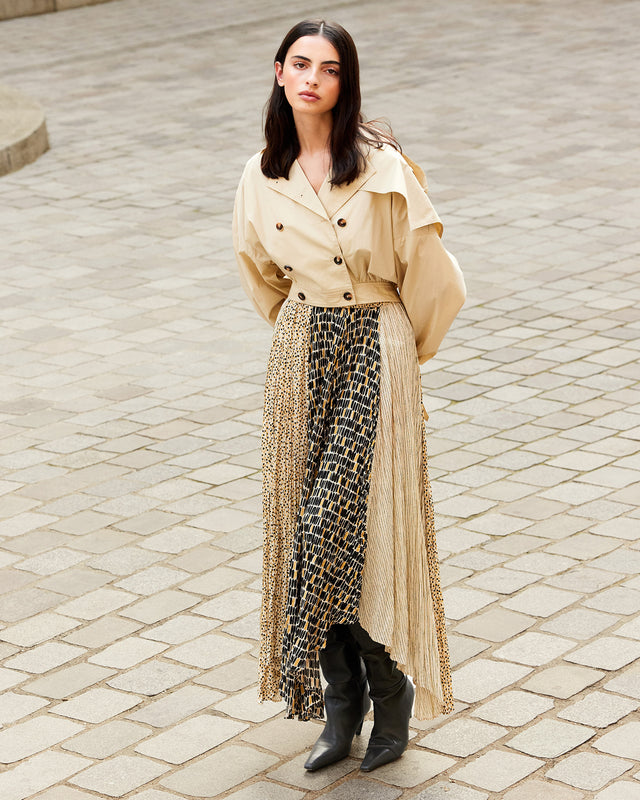 Veste courte en popeline de coton beige - Manteaux & vestes Mes Demoiselles - Image 1