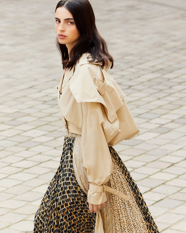 Veste Sulimane - Beige : Veste courte en popeline de coton beige Mes Demoiselles - Image 3