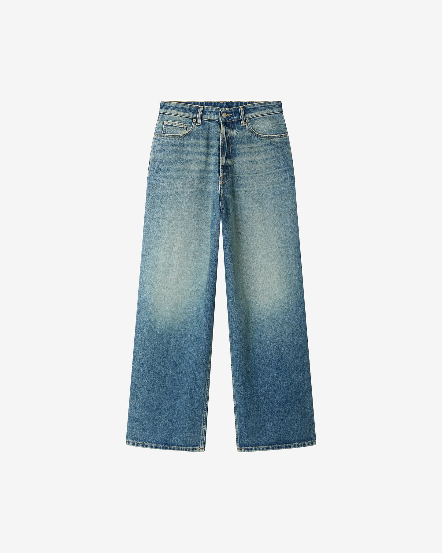 Pantalon Theron - Bleu Jeans : Jean large en toile washed blue Mes Demoiselles
