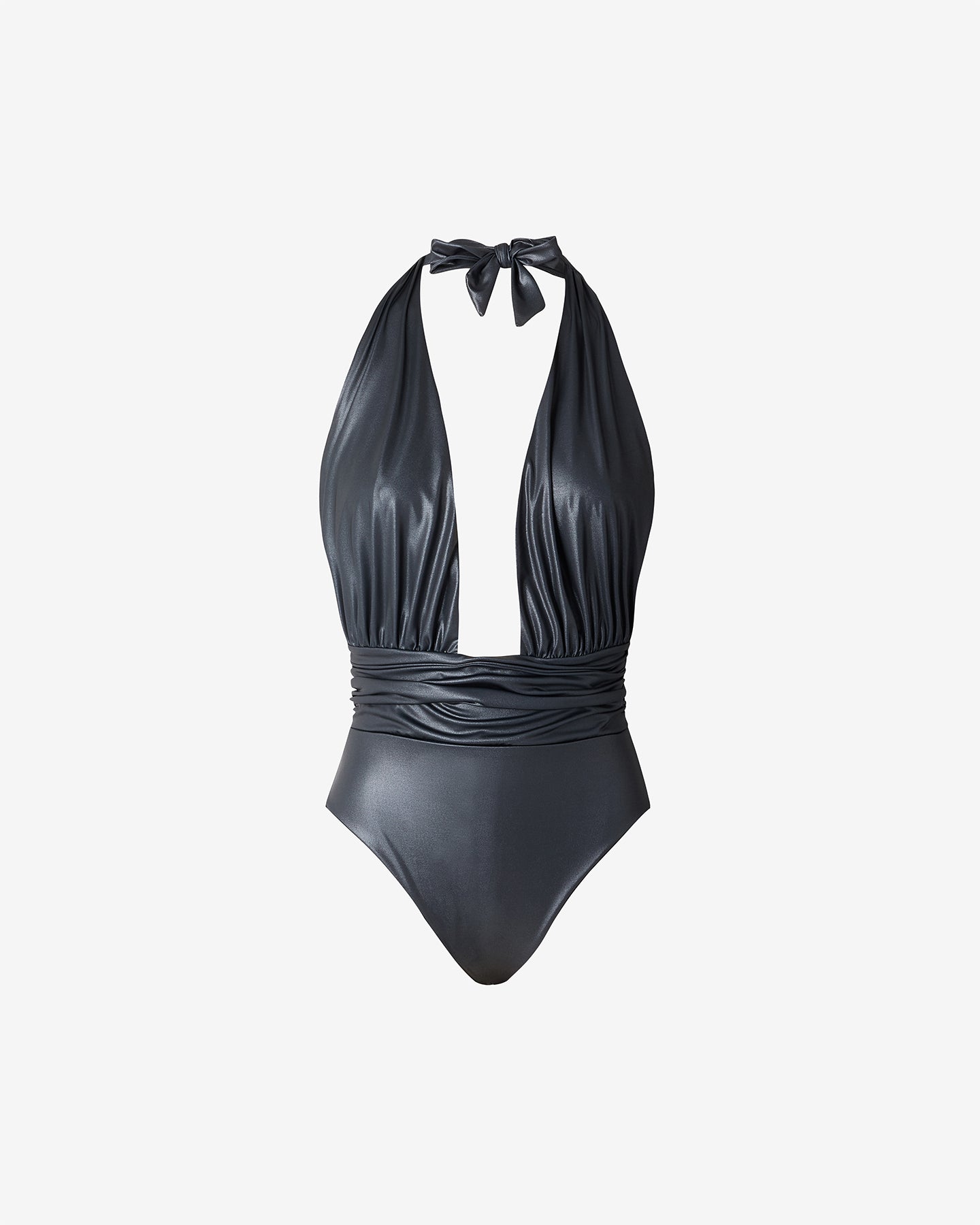 Maillot De Bain Domino - Noir : Maillot de bain 1 pièce en tissu brillant effet mouillé noir Mes Demoiselles