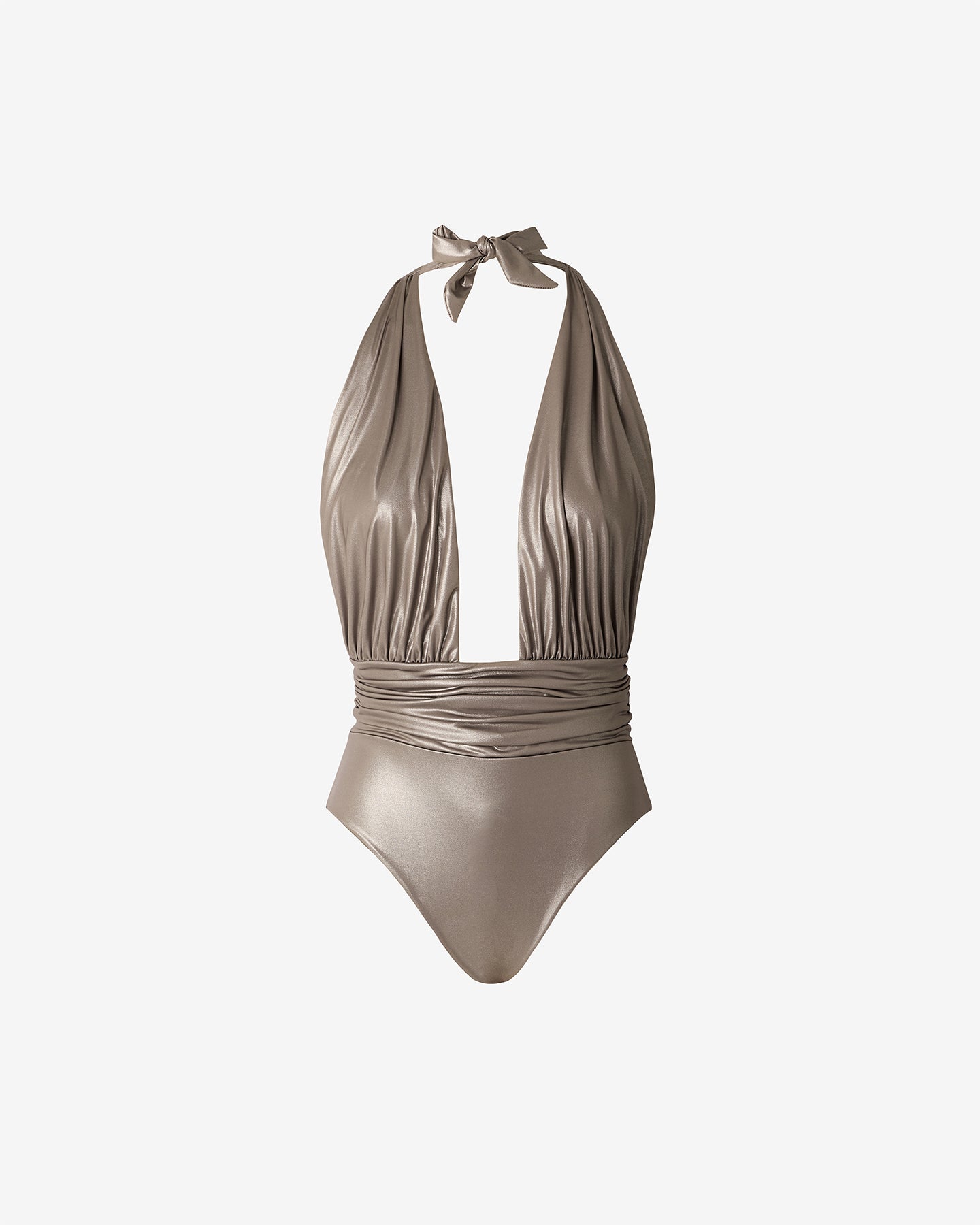 Maillot De Bain Domino - Taupe : Maillot de bain 1 pièce ent issu brillant effet mouillé taupe Mes Demoiselles
