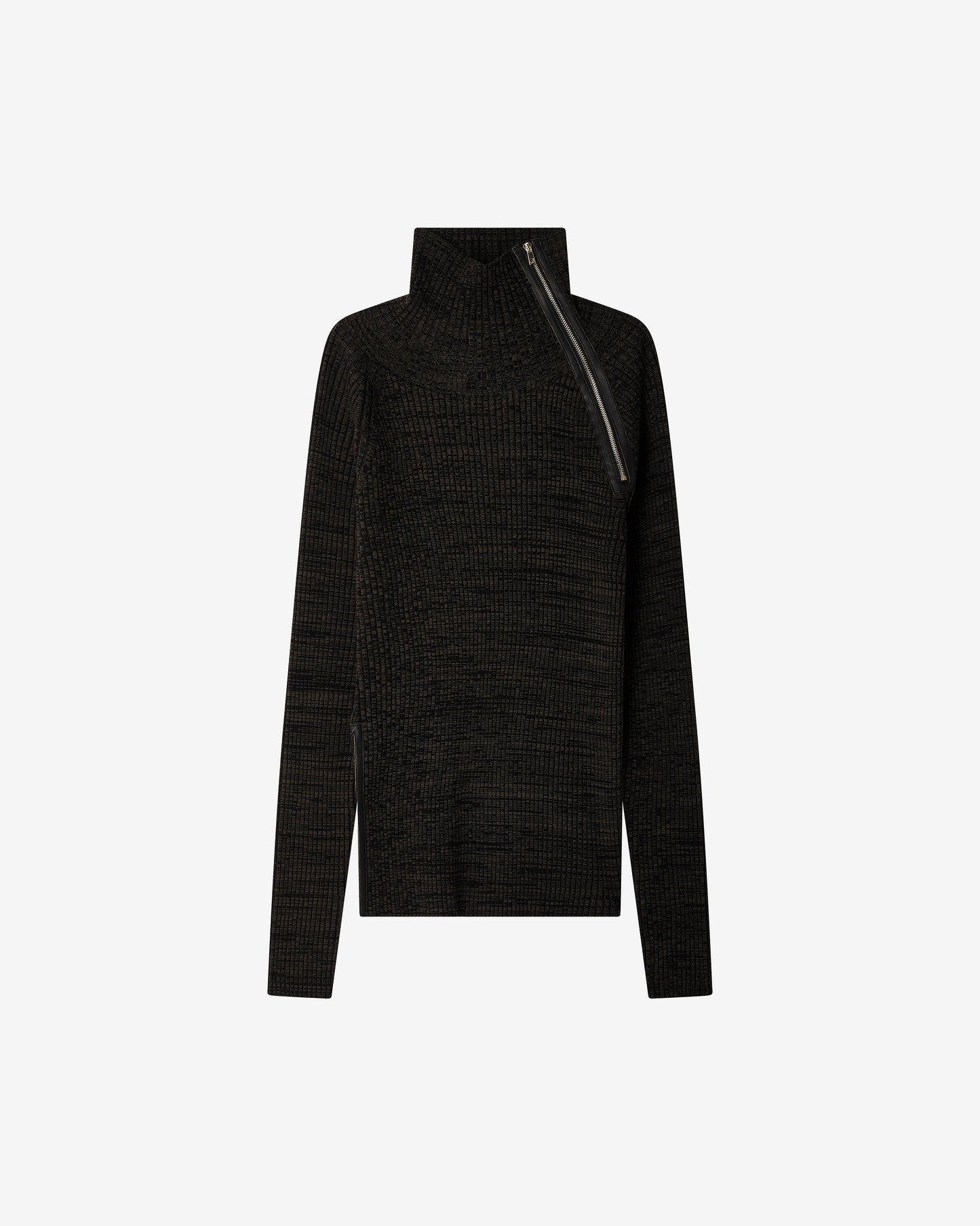 Pull Hobson - Kaki : Pull en laine mérinos et finitions cuir - Kaki Mes Demoiselles