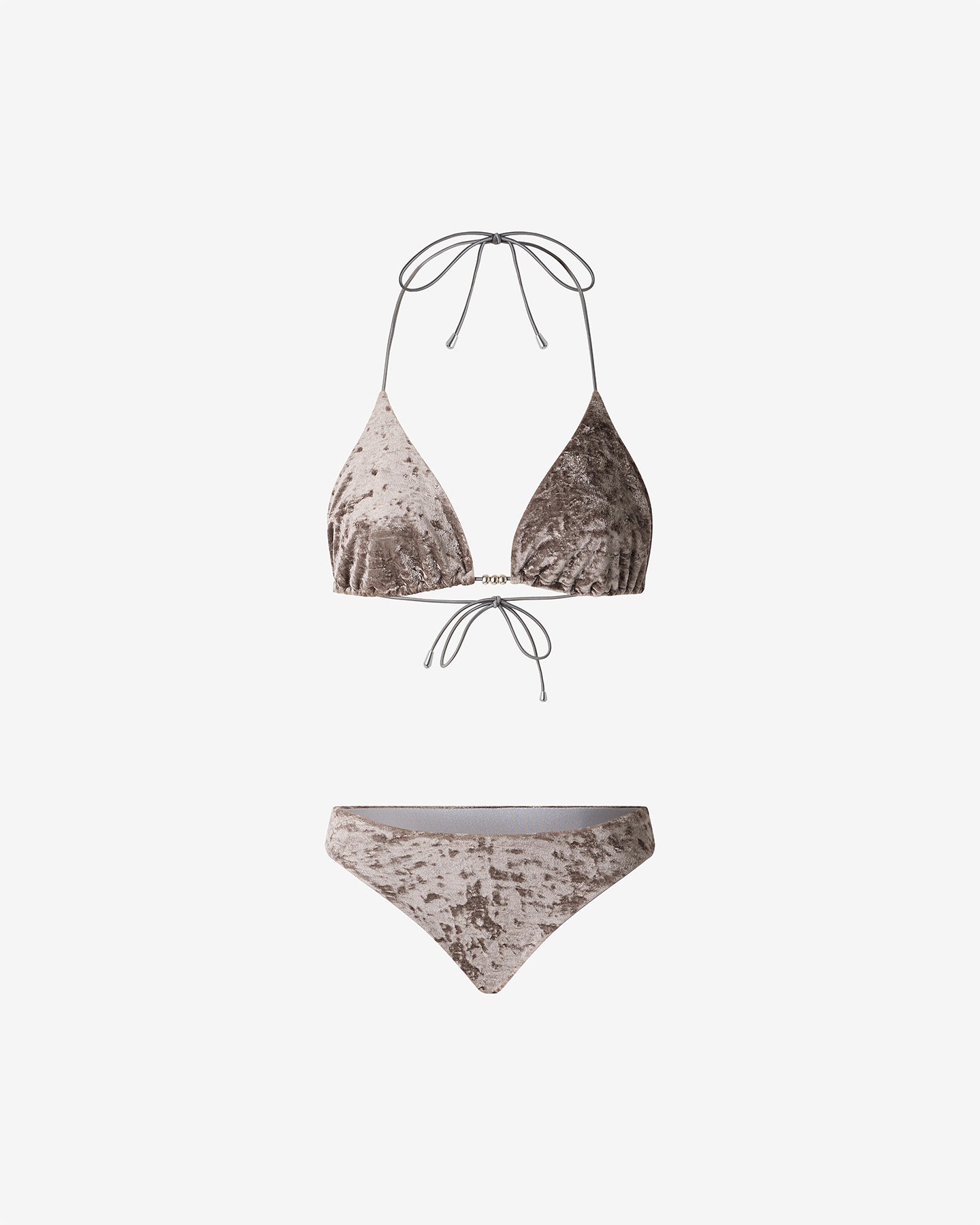 Maillot De Bain Violeta - Gris : Maillot de bain 2 pièces triangle en velours brillant gris Mes Demoiselles