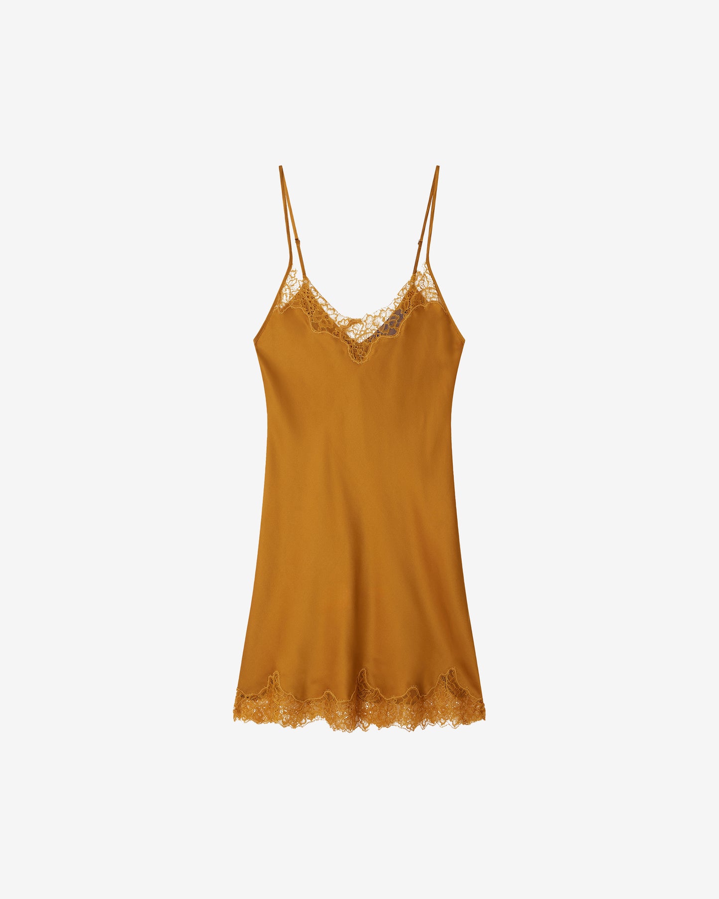 Robe Bella - Ocre : Nuisette en soie et dentelle – Ocre Mes Demoiselles