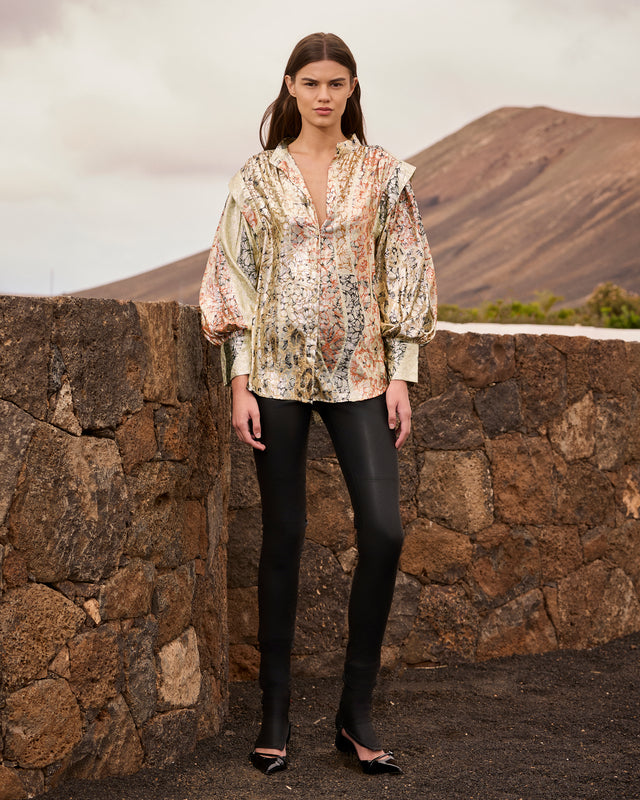 Chemise jacquard lurex – Multicolore - Chemises & tops Mes Demoiselles - Image 2