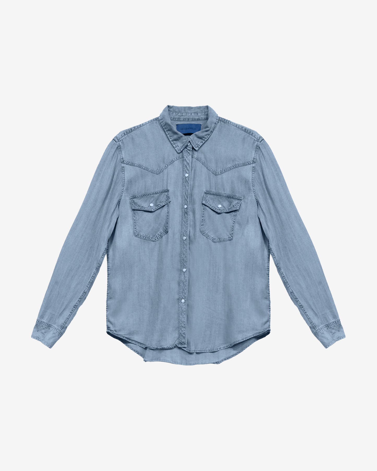 Chemise Sullery - Bleu : Chemise en coton denim – Détail pins colorés Mes Demoiselles