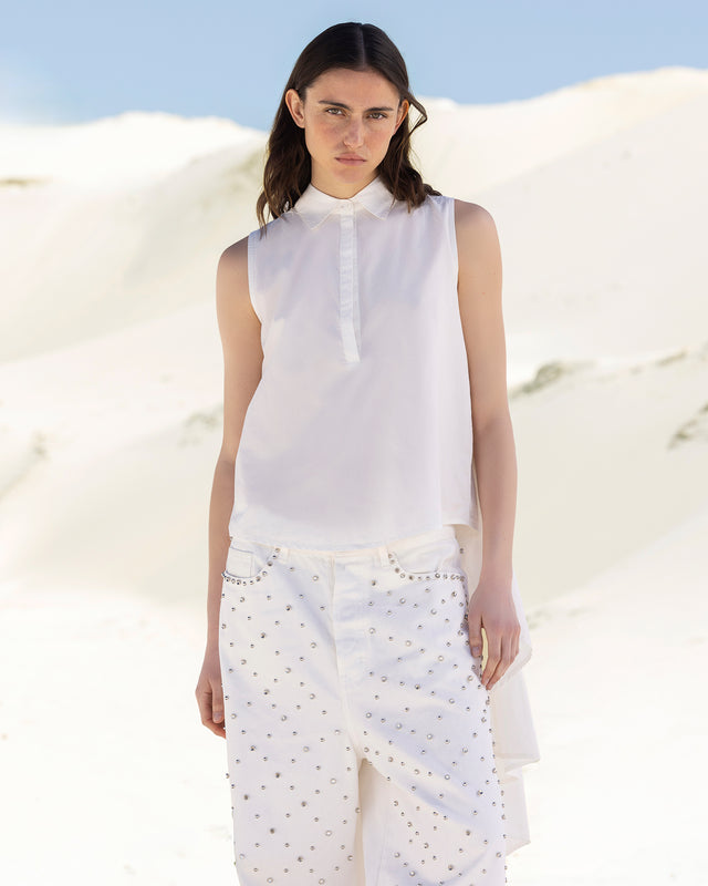 Jean oversize blanc avec détails argentés - Pantalons & combinaisons Mes Demoiselles - Image 2