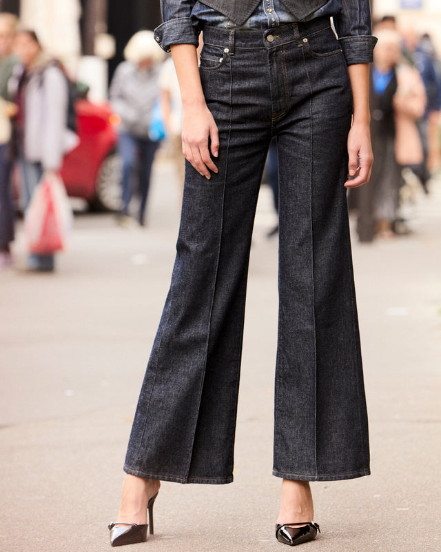 Jeans indigo élégant - surpiqure sur le devant - Pantalons & combinaisons Mes Demoiselles - Image 3