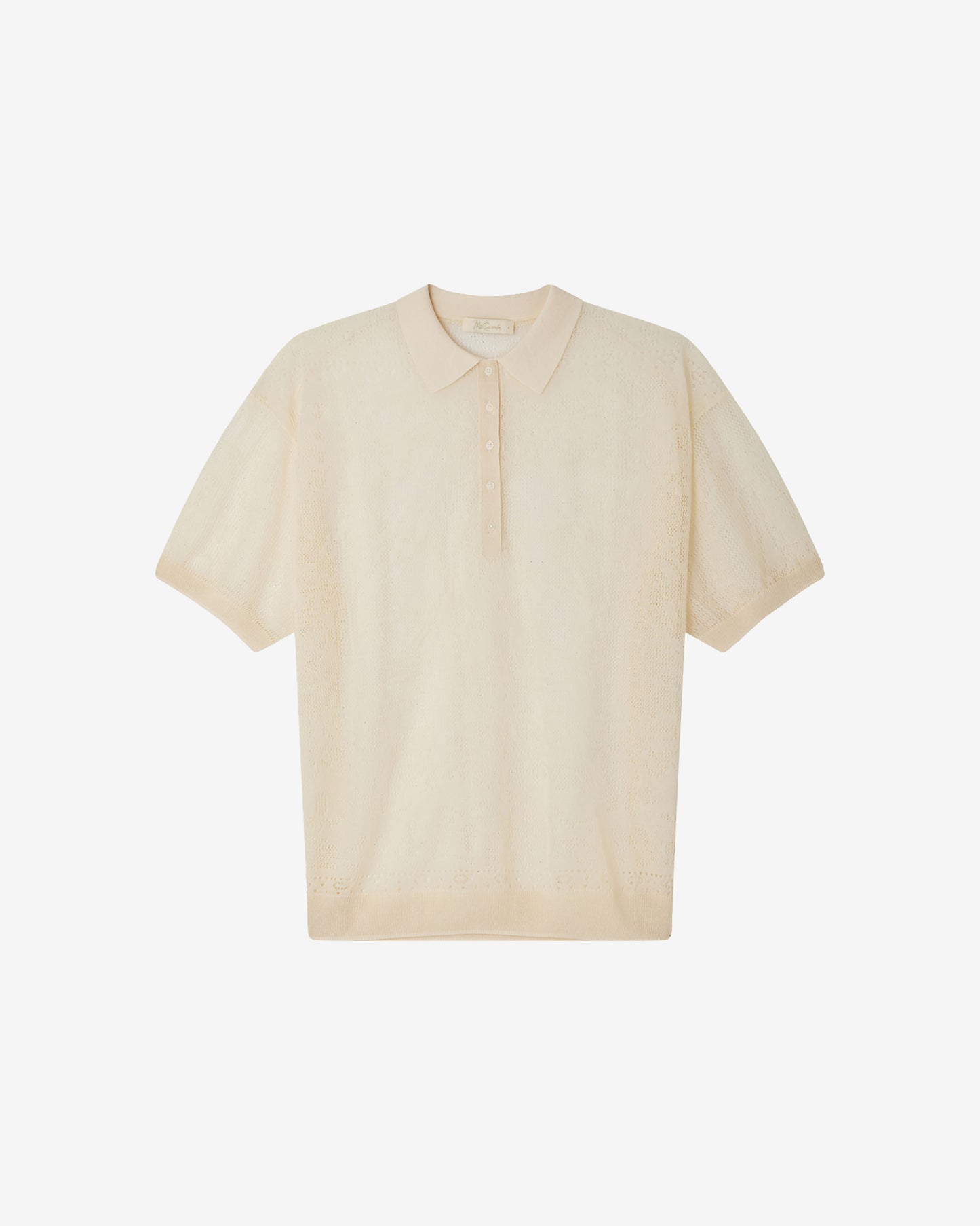 Pull Birjot - Beige : Polo en pointelle et dentelle raffinée beige Mes Demoiselles