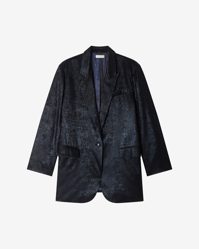 Veste Siane - Noir : Veste souple et oversize noir en velvet brillant Mes Demoiselles - Dernière image