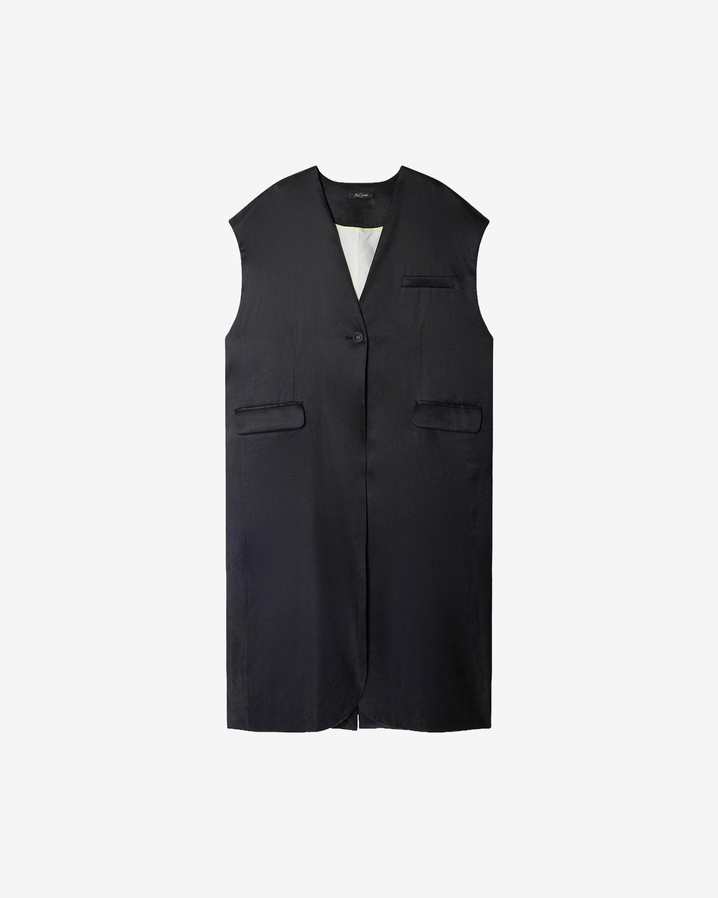 Veste Farel - Noir : Longue veste noire élégante en lyocell satiné Mes Demoiselles