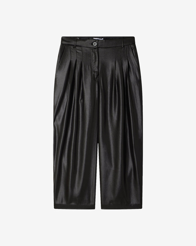 Pantalon Diva - Noir : Pantalon noir en satin shiny Mes Demoiselles - Dernière image