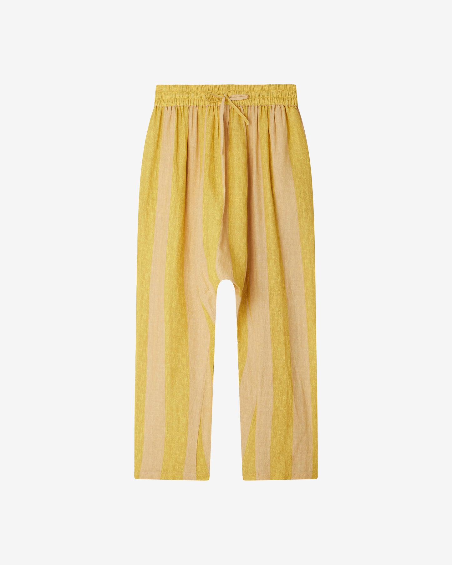 Pantalon Evira - Jaune : Pantalon sarouel en soie fine et naturelle rayé jaune Mes Demoiselles