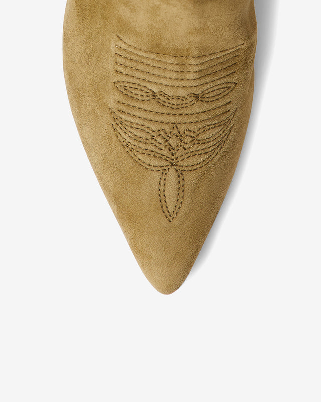 Chaussures Lora - Kaki : Bottes hautes western en cuir kaki Mes Demoiselles - Dernière image