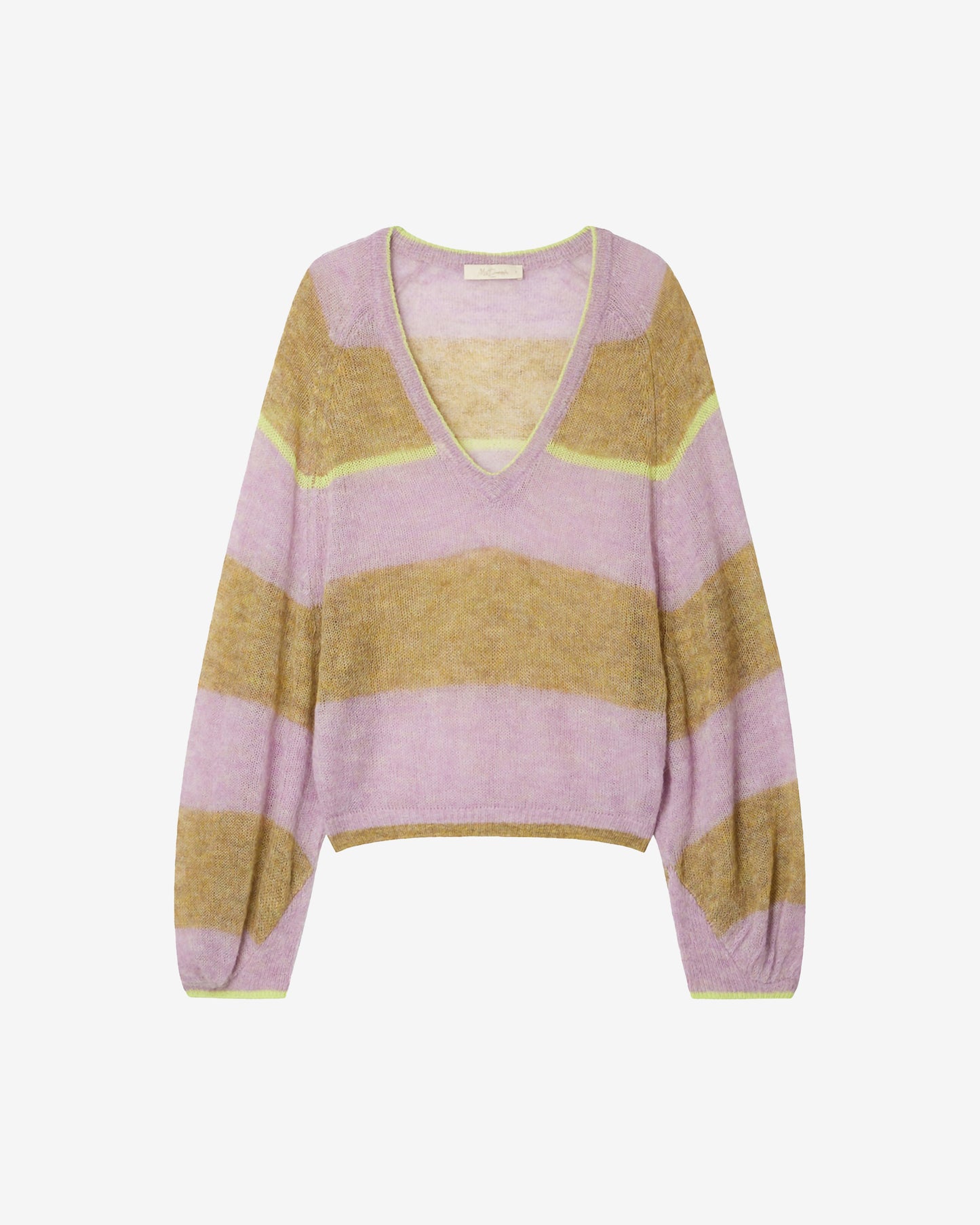 Pull Daye - Ocre : Pull court en maille souple ocre et rose Mes Demoiselles
