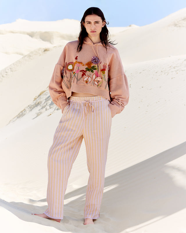 Pantalon en lin rayé jaune et beige - Pantalons & combinaisons Mes Demoiselles - Image 1