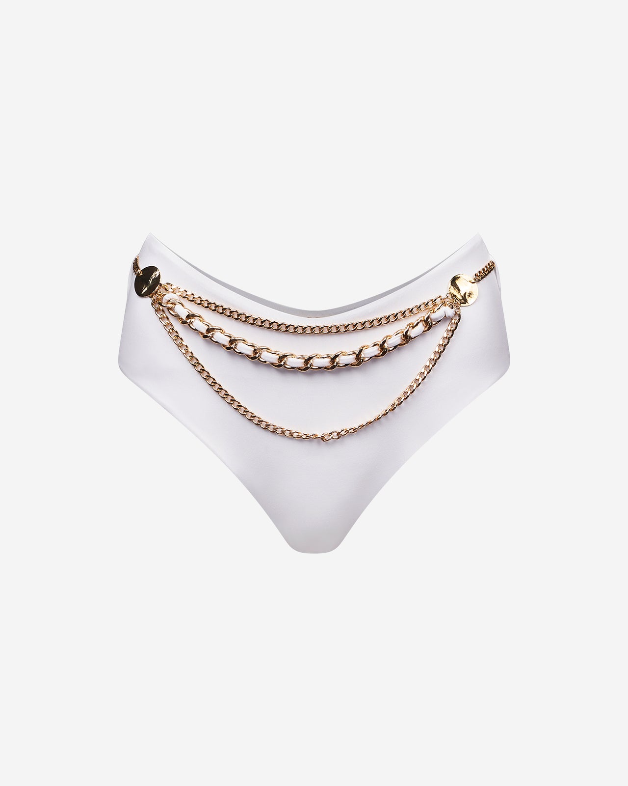 Maillot De Bain Bellina - Blanc : Culotte de bain blanche avec ceinture en chaîne Mes Demoiselles - Image 6