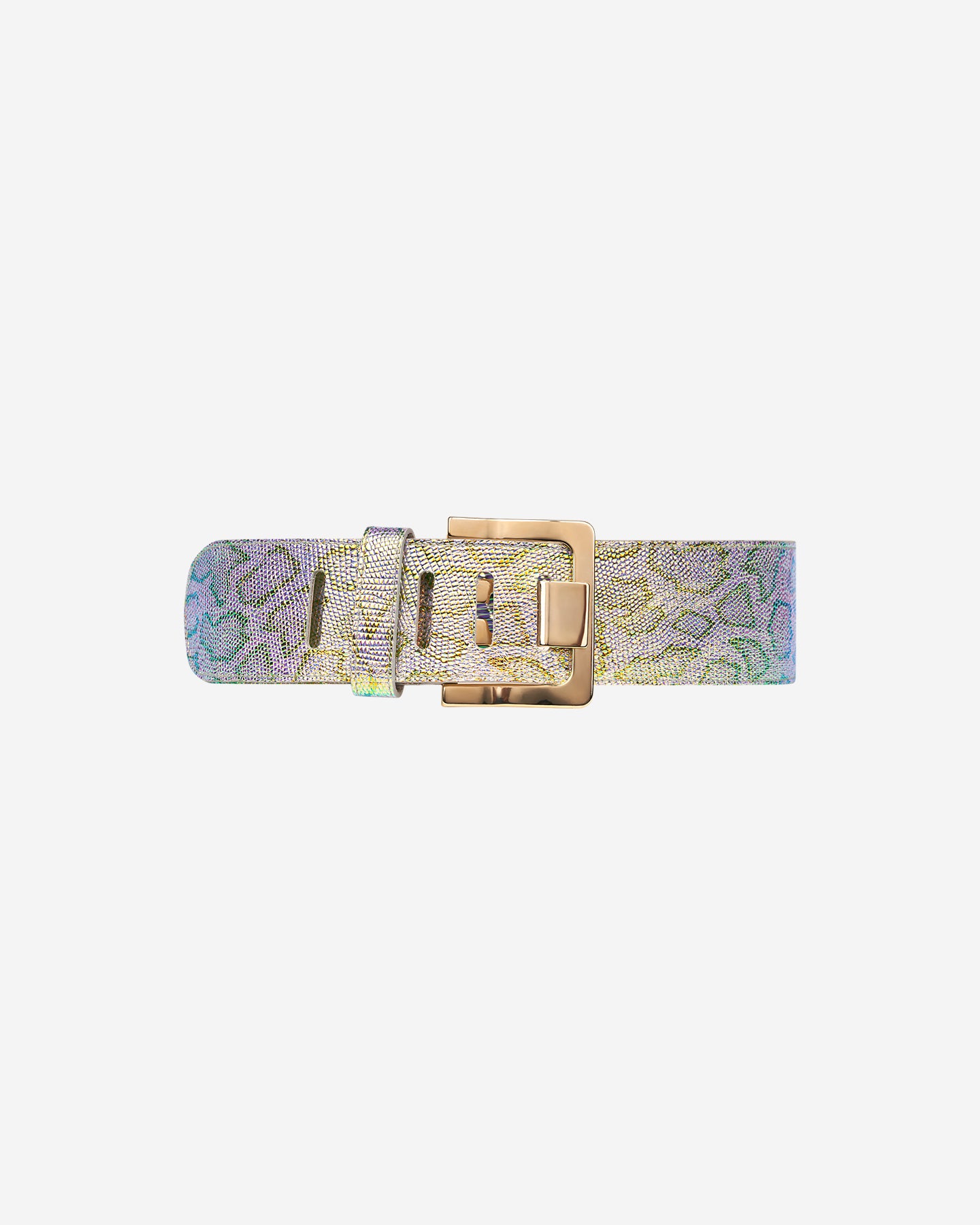 Ceinture cuir impression python ciel - Accessoires Mes Demoiselles