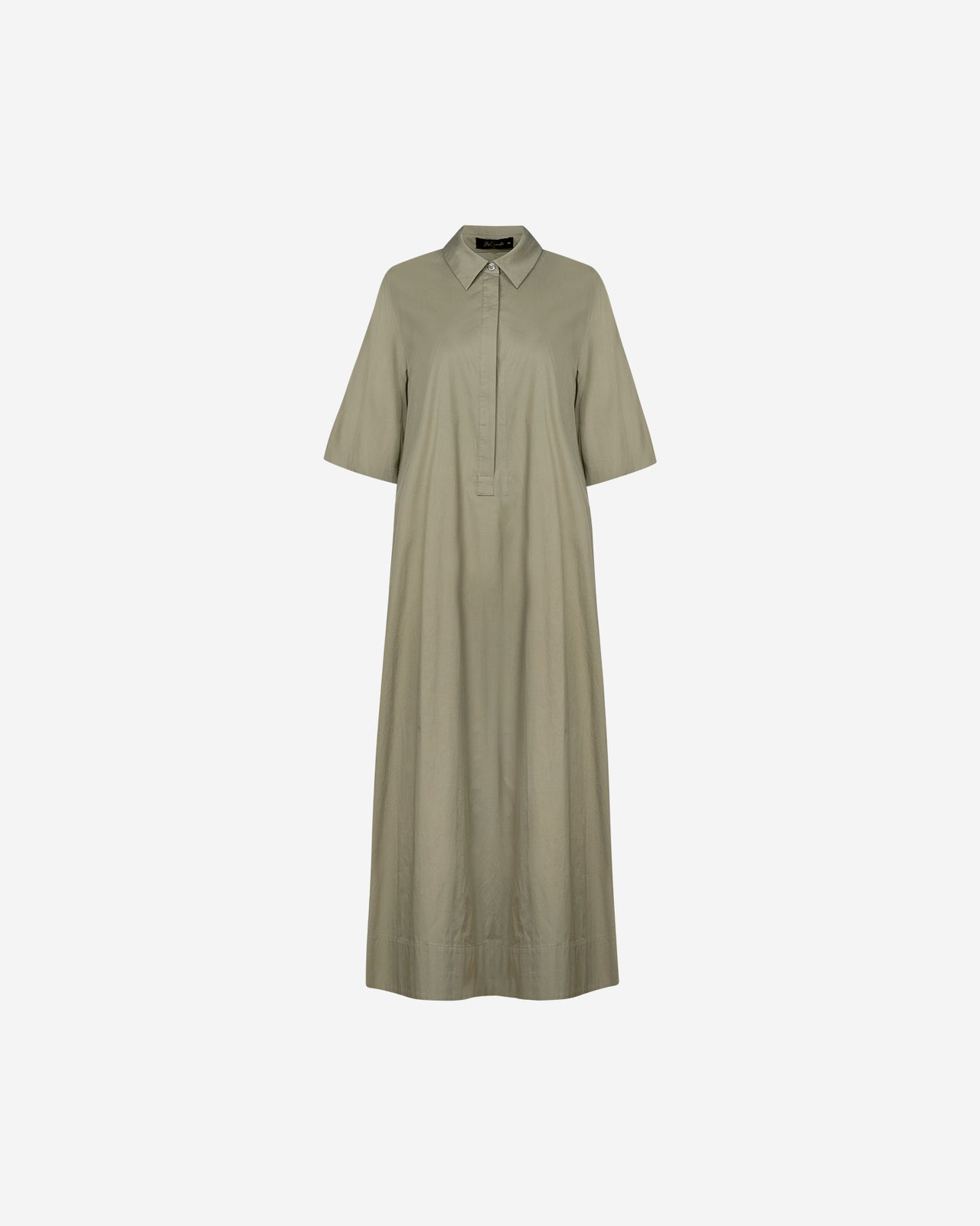 Longue robe en gabardine kaki de coton craquante - Robes Mes Demoiselles - Image 1