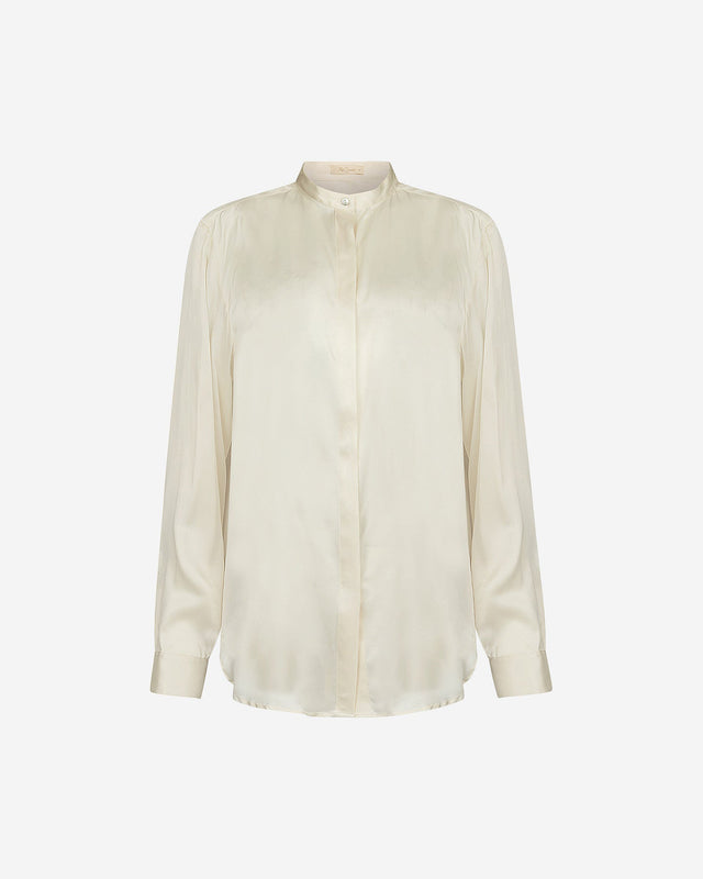 Chemise Silveness - Ivoire : Chemise en satin de soie ivoire aux lignes épurées Mes Demoiselles - Dernière image