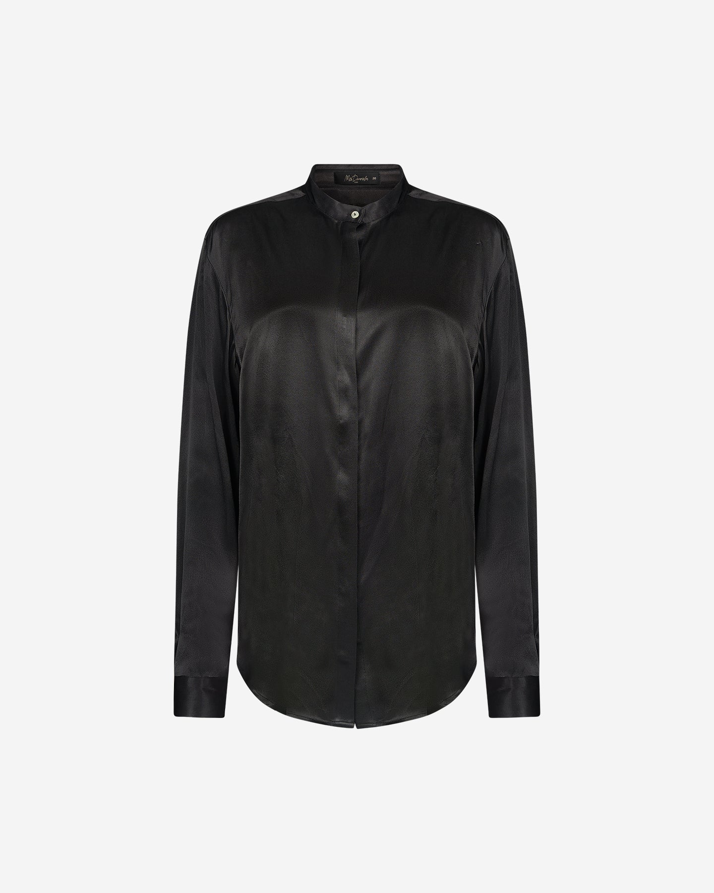 Chemise Siwa - Noir : Chemise épurée en satin viscose noir profond Mes Demoiselles