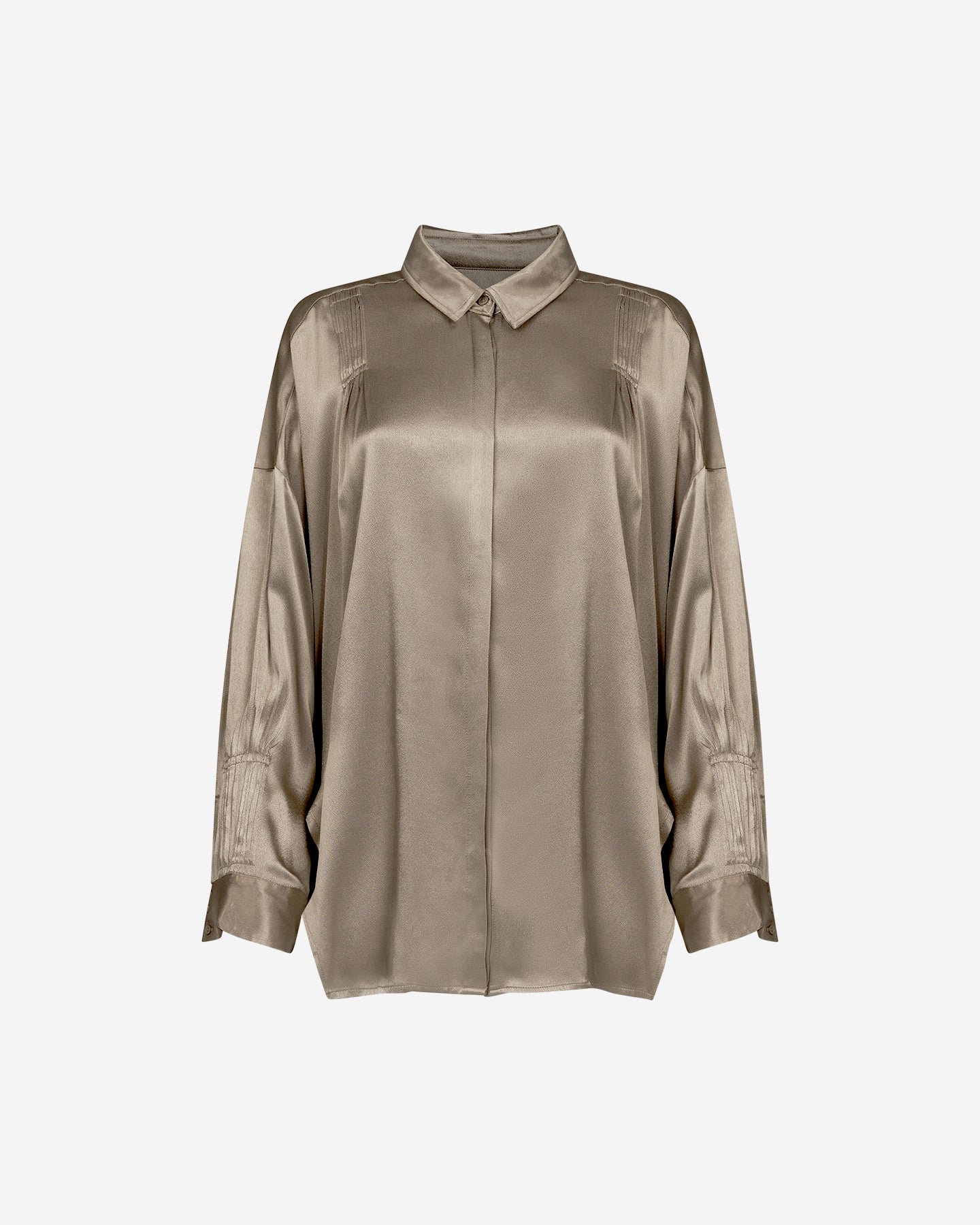 Chemise Suram - Kaki : Chemise oversize en satin viscose kaki Mes Demoiselles