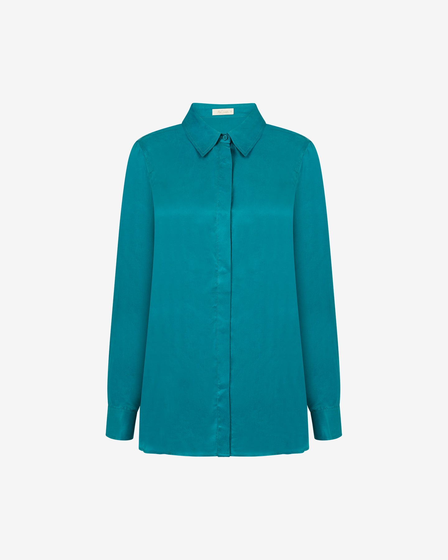Chemise Marius - Turquoise : Chemise turquoise en cupro avec décoleté au dos Mes Demoiselles