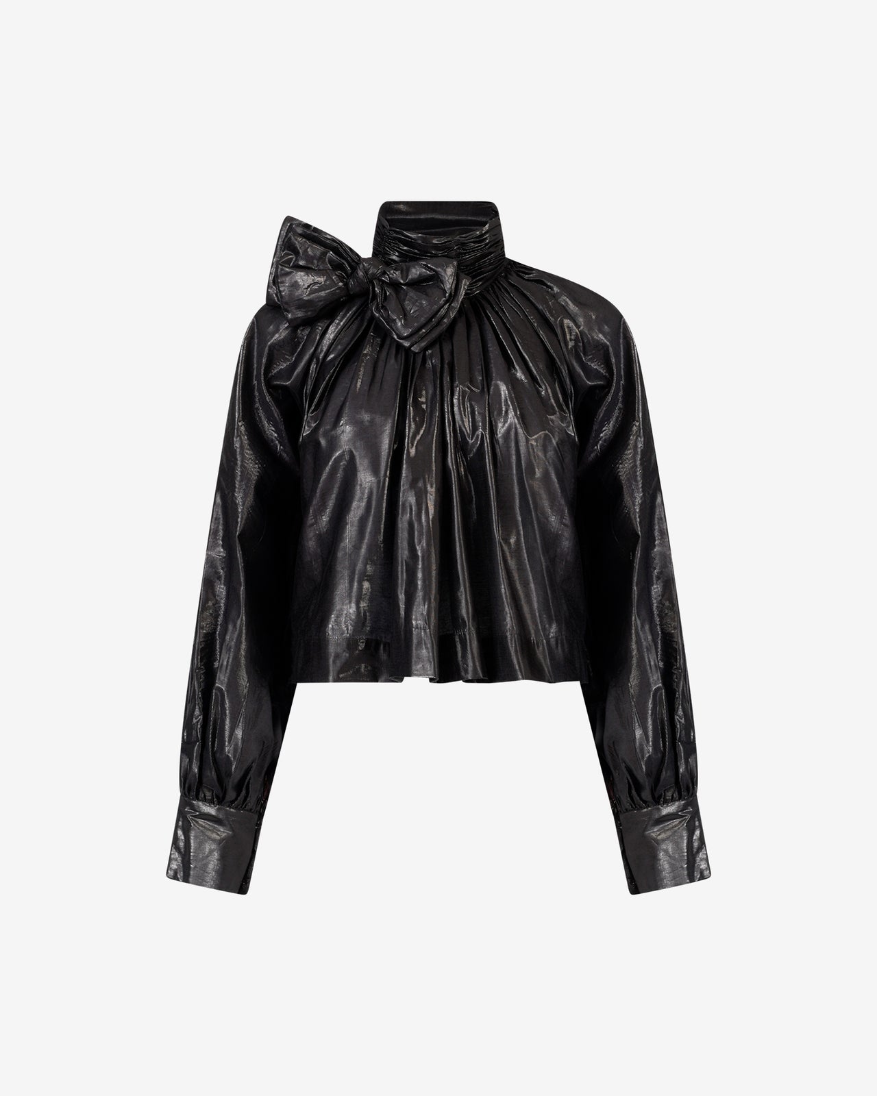 Blouse Virginie - Noir : Blouse courte en fil lurex tissé noir Mes Demoiselles - Image 6