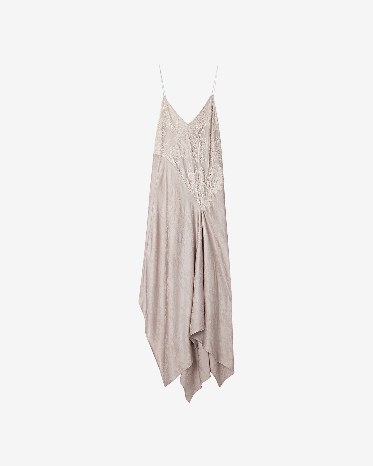 Robe Adona - Gris : Robe mi - longue en viscose jacquard et dentelle chantilly Mes Demoiselles