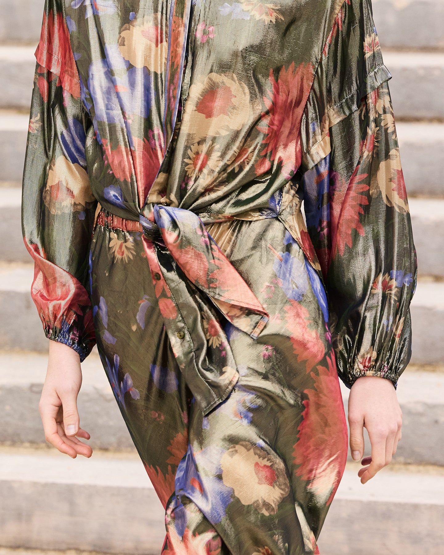Chemise en voile lurex imprimé floral fondu - Chemises & tops Mes Demoiselles