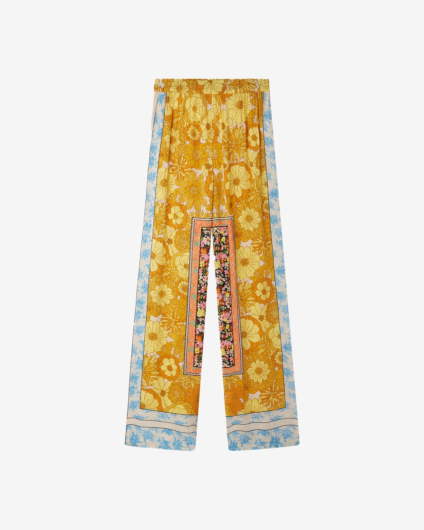 Pantalon Candy - Jaune : Pantalon souple en viscose jacquard imprimé floral Mes Demoiselles