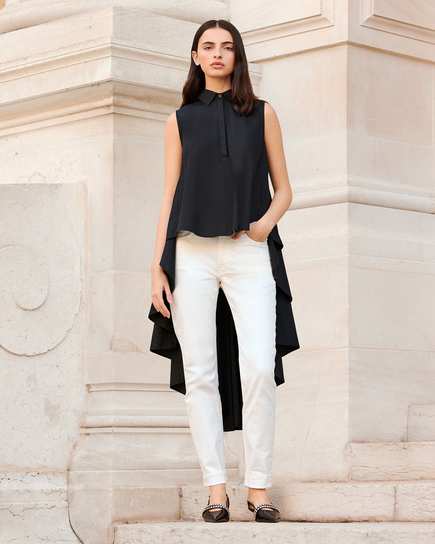 Chemise extraordinaire en popeline de coton noire - Chemises & tops Mes Demoiselles