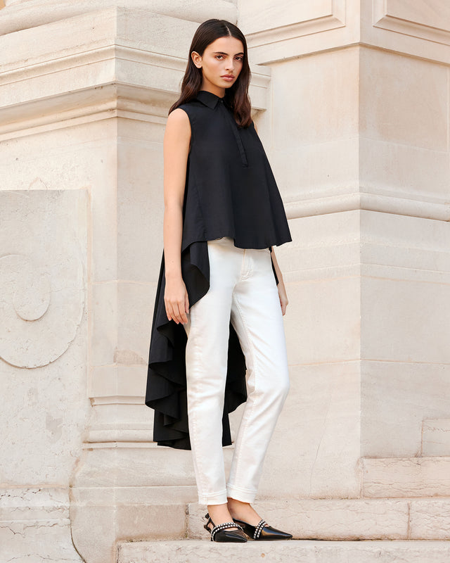 Chemise extraordinaire en popeline de coton noire - Chemises & tops Mes Demoiselles - Image 2