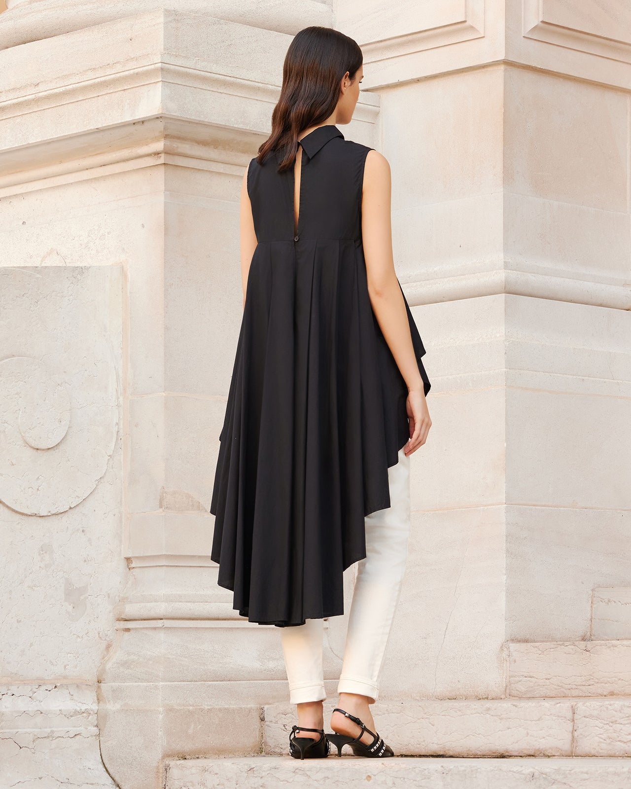 Top Coqui - Noir : Chemise extraordinaire en popeline de coton noire Mes Demoiselles - Image 4