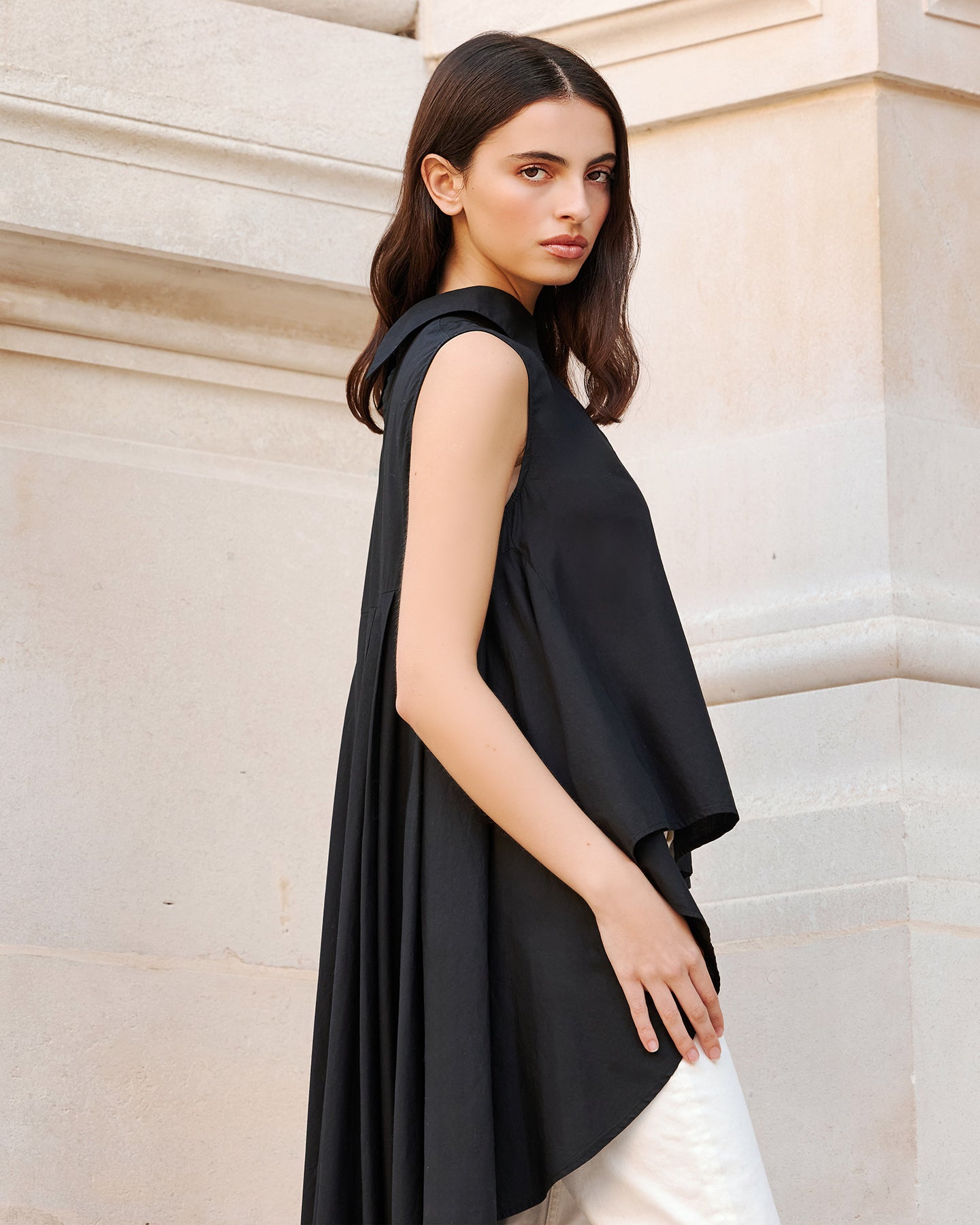 Top Coqui - Noir : Chemise extraordinaire en popeline de coton noire Mes Demoiselles